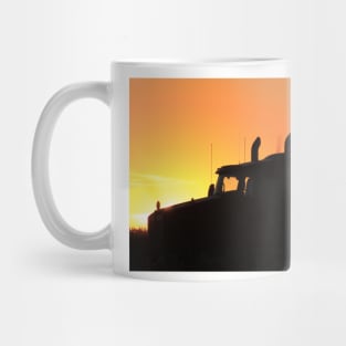 Diesel Tractor Truck Silhouette at Sunset Mug